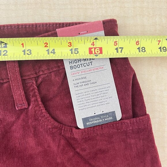 Levi's 725 Women's Stellar Stretch Burgundy Corduroy Pants Size 32 Boot Cut NWT - Picture 8 of 11